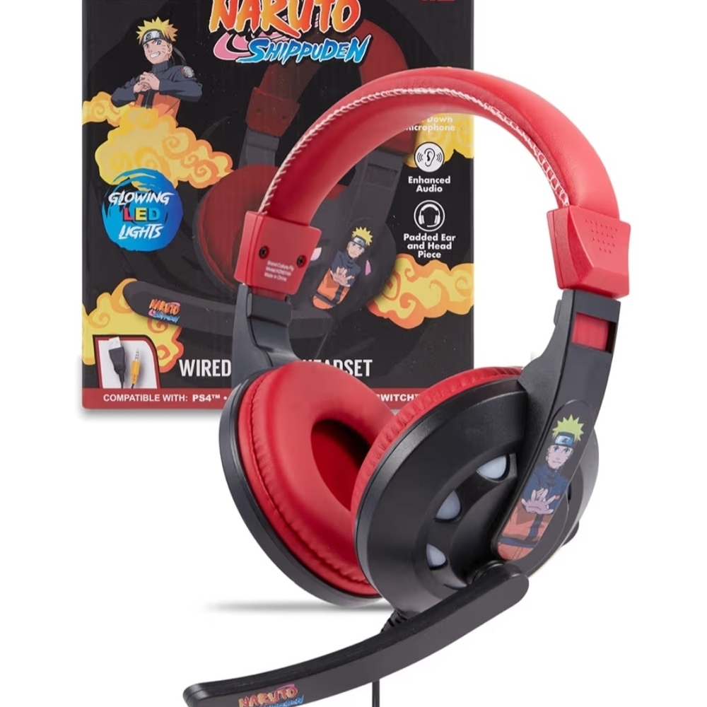 Naruto Shippuden Wired Gaming Headset - Red and Black